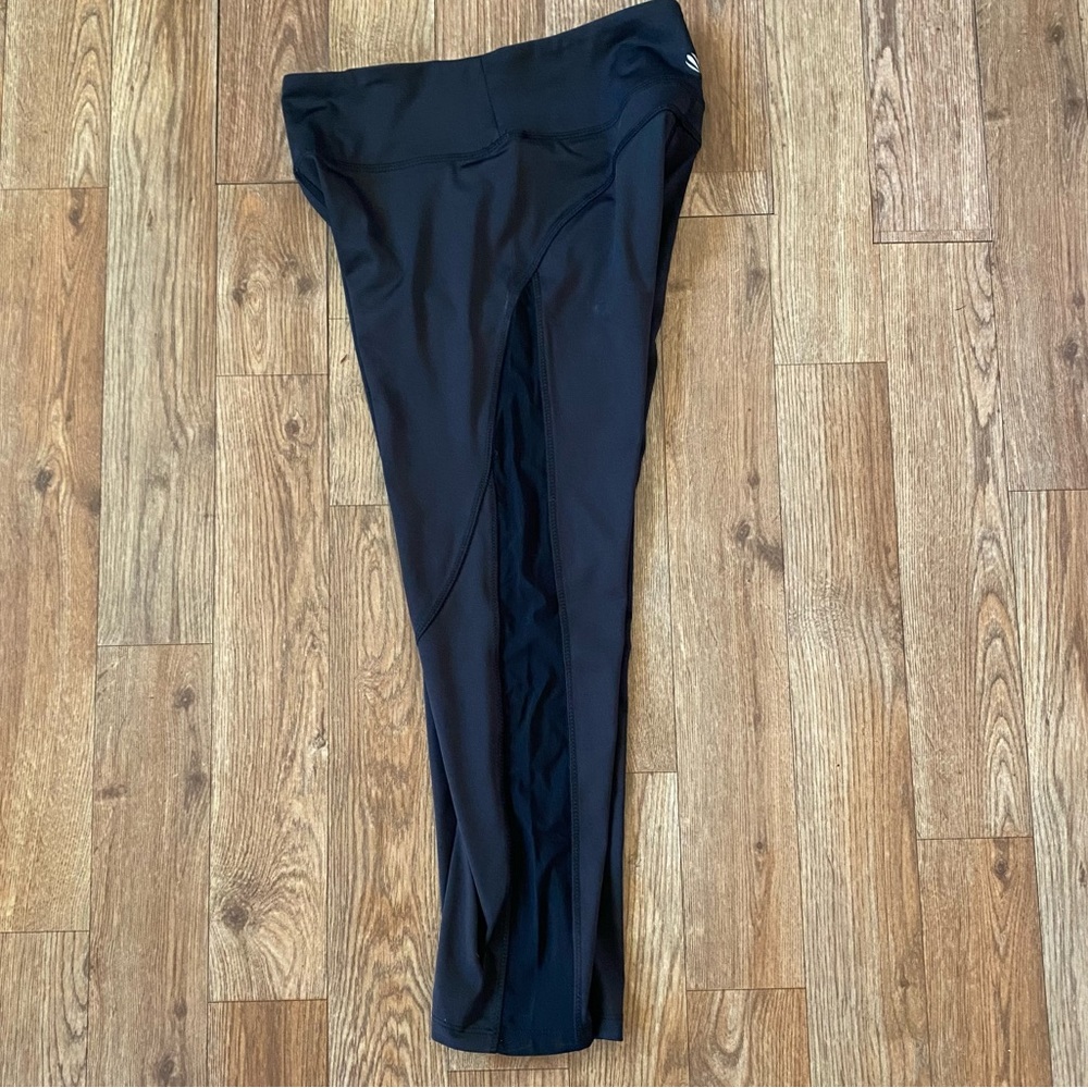Forever 21 Womens Active Leggings Black S Cropped Stretch Sheer Panel Pants